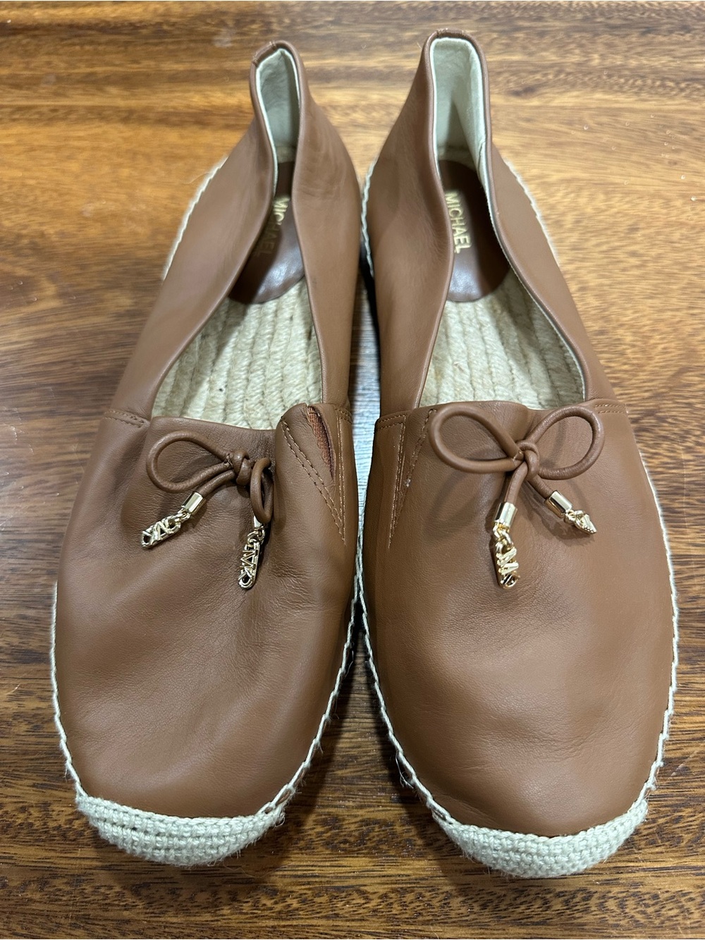 MICHAEL Michael Kors Nori Brown Pebbled Leather Slip-On Espadrille Women’s Sz 10